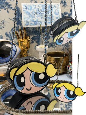 🆕 JELLY BUNNY 🧿 NWOT x POWERPUFF GIRLS Bubble Crossbody Bag, Blue & Black